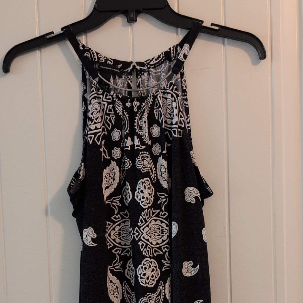INC International Concepts Black and White Paisley Blouse